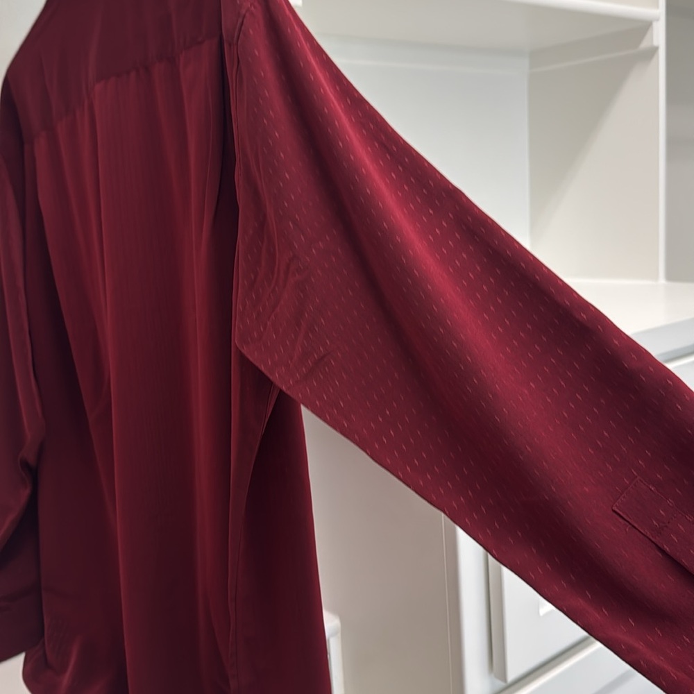 NWT Alfani Micotrend Men XXL Long Sleeve Button Down Burgundy Color Dress Shirt - Picture 12 of 14